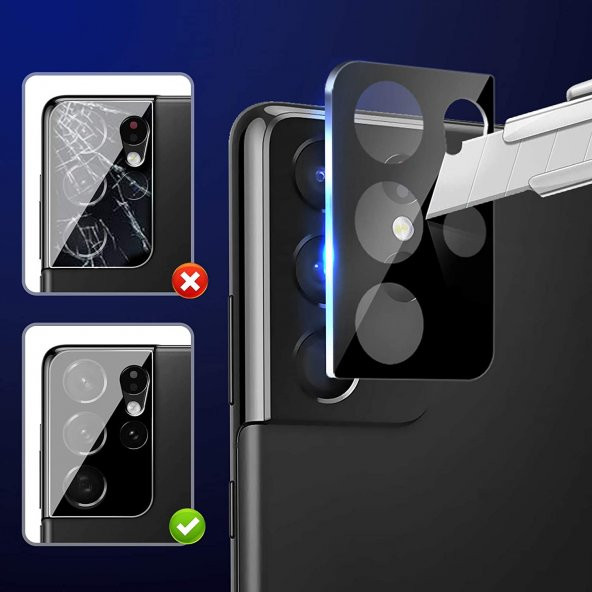 Samsung Galaxy S21 Ultra Kamera Lens Koruyucu 3D Cam Siyah - 5
