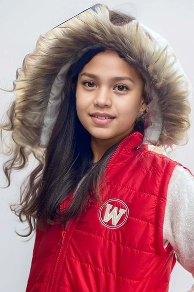 Kız Çocuk Tüylü ve Tak Çıkar Şapkalı Fermuarlı Aç Kapa Kırmızı Şişme Yelek - Resim 3