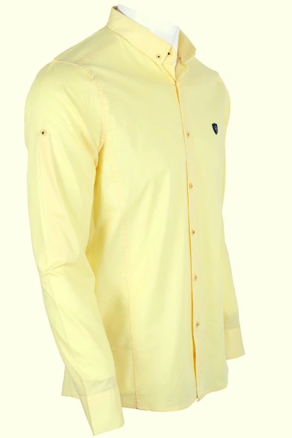 Erkek Gömlek Dar Kesim Likralı RAR00610 Sarı - 2