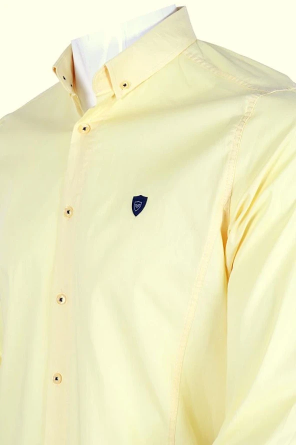 Erkek Gömlek Dar Kesim Likralı RAR00610 Sarı - 4