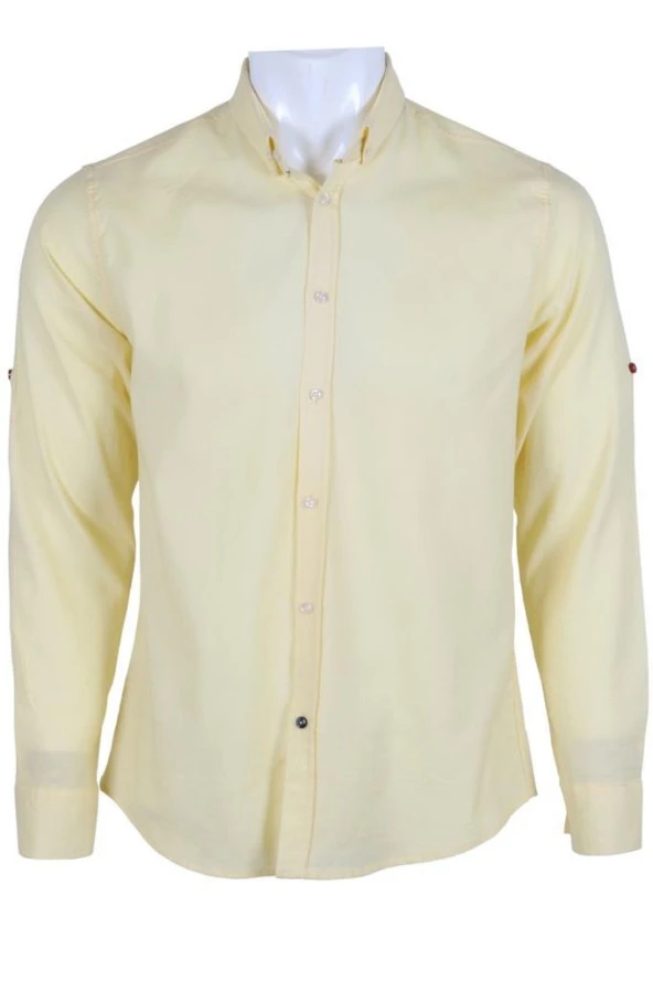 Erkek Gömlek Dar Kesim RAR00601 Limon Sarısı