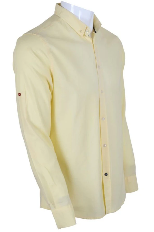 Erkek Gömlek Dar Kesim RAR00601 Limon Sarısı - 2