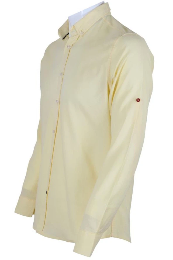 Erkek Gömlek Dar Kesim RAR00601 Limon Sarısı - 3