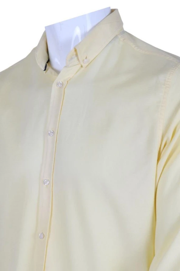 Erkek Gömlek Dar Kesim RAR00601 Limon Sarısı - 4