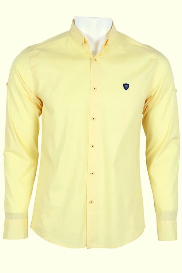 Erkek Gömlek Dar Kesim Likralı RAR00610 Sarı