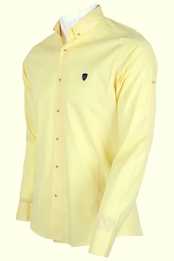 Erkek Gömlek Dar Kesim Likralı RAR00610 Sarı - 3