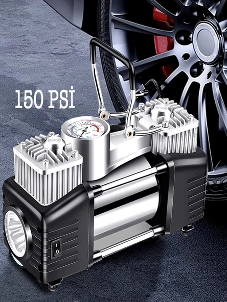 Germany Style Alman Pro Çift Pistonlu Dk 85 Litre Çelik Gövde Araç Lastik Bot Şişirme Tamir Kitli - 2