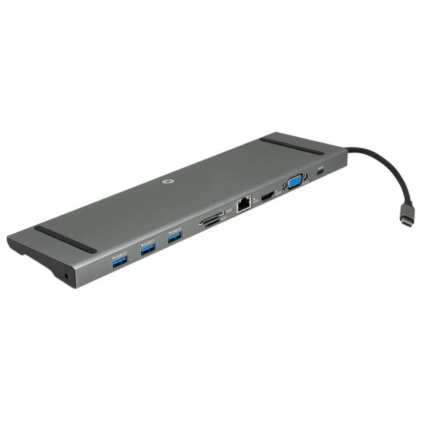 FRISBY FA-7720TC 10'lu USB Type-C DOCKING STATION (Çıkış:3*USB3.0+SD+M.SD+HDMI+RJ45+VGA+PD+Audio)