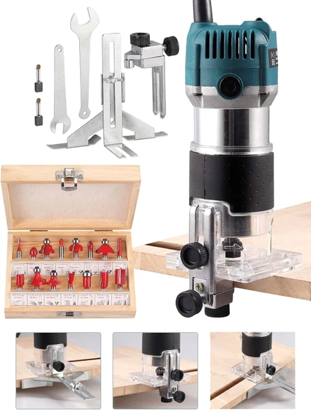 Germany Style Alman FR-6128 Devir Ayarlı Formike Traşlama Freze 6 mm Set Hediyeli