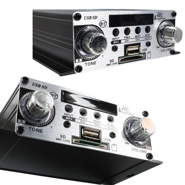 MagicVoice YW-191L 12 Volt 100 Watt Motosiklet Bluetooth Amfi Usb Sd Kart 2 Kanal Pazarcı Anfi 125X95X40mm Mini Anfi - 7