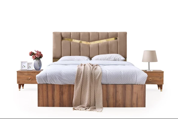 Cenevre Yatak Odası Ceviz Sürgülü ve Aynalı Bazasız Traversli Ücretsiz Nakliye ve Montaj - 7