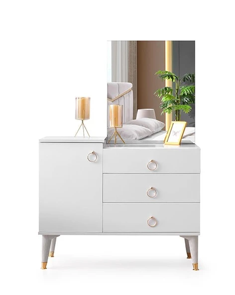 Palermo Şifonyer Makyaj Masası Aynalı Beyaz Ücretsiz Nakliye