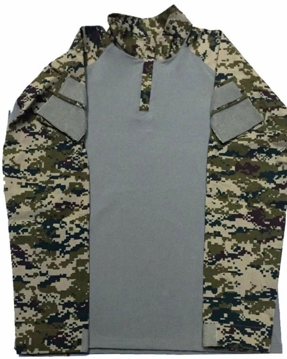 Tactic Operasyon Tişörtü Combat Tişört Gri Dijital Desen