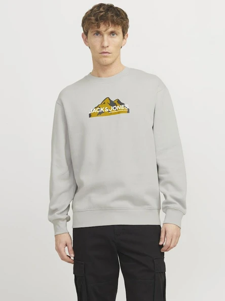 Jack Jones Mountaın Logo Bisiklet Yaka Erkek Sweat 12262094 - 4