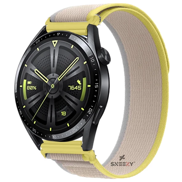 Samsung Galaxy Watch 46mm R800 – Watch 3 45mm R840 22mmUyumlu Wander Trail Loop Kordon  Sarı