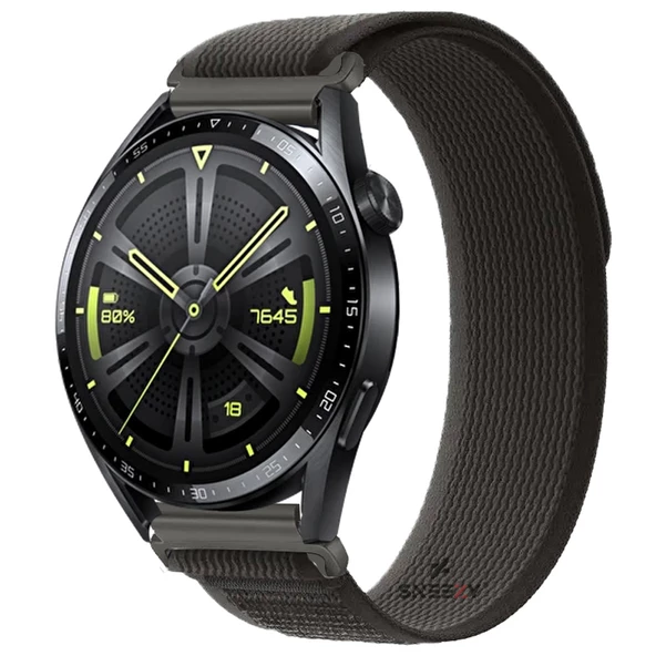 Samsung Galaxy Watch 46mm R800 – Watch 3 45mm R840 22mmUyumlu Wander Trail Loop Kordon  Siyah