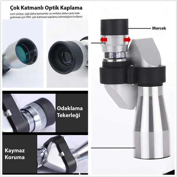 TriLine 8x20 HD Çözünürlük 1000m Görüş Taşınabilir Metal Monoküler Mini Cep Dürbün - 6