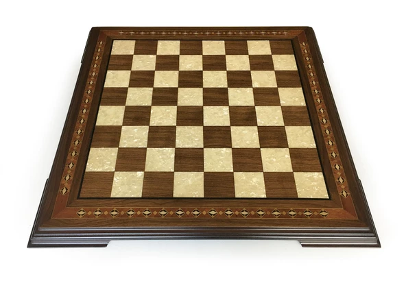 Helena Wood Art El Yapımı Masif Ahşap Sedefli Satranç Tablası Ceviz 59x59cm - 2