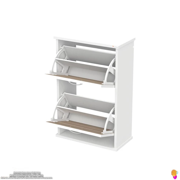 Modilayn UMAY Asma Kapı Önü 52 x 78x 25,5 cm’ lik 2 Düşer Kapak 4 Göz Bölmeli Ayakkabılık - 7