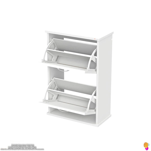 Modilayn UMAY Ayaklı Kapı Önü 52 x 90 x 26 cm’ lik 2 Düşer Kapak 4 Göz Bölmeli Ayakkabılık - 7