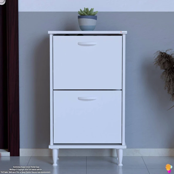 Modilayn UMAY Ayaklı Kapı Önü 52 x 90 x 26 cm’ lik 2 Düşer Kapak 4 Göz Bölmeli Ayakkabılık - 4