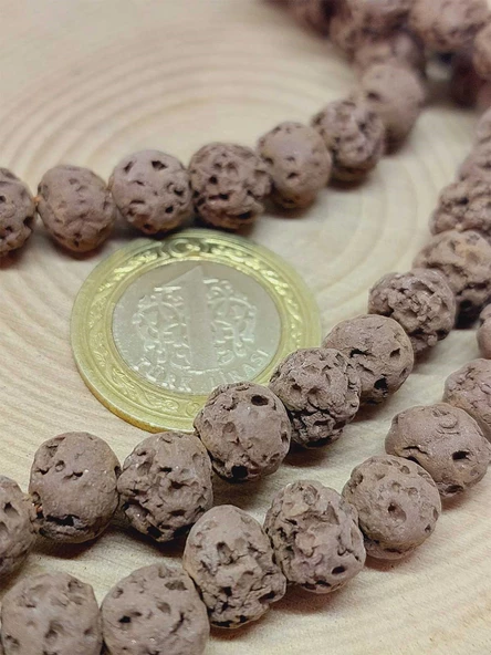 Kahverengi Mat Seramik Boncuk Dizi 8-9mm/29cm (54162) - Resim 2