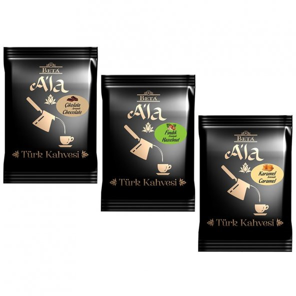 Beta Ala Aromalı Türk Kahvesi Paketi (Fındık + Çikolata + Karamel)