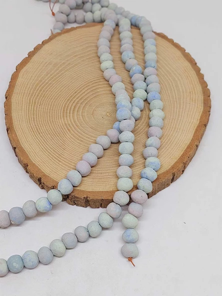 Mavi-Yeşil Pigmentli Seramik Boncuk Dizi 8-9mm/29cm (54240) - Resim 3