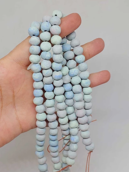 Mavi-Yeşil Pigmentli Seramik Boncuk Dizi 8-9mm/29cm (54240) ürün görseli