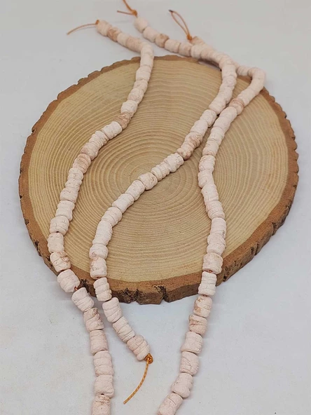 Beyaz Tırtıklı Mat Seramik Boncuk Dizi 8-9mm/27cm (54220) - Resim 3