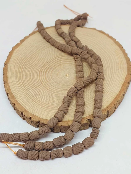 Kahverengi Tırtıklı Mat Seramik Boncuk Dizi 8-9mm/27cm (54222) - Resim 2