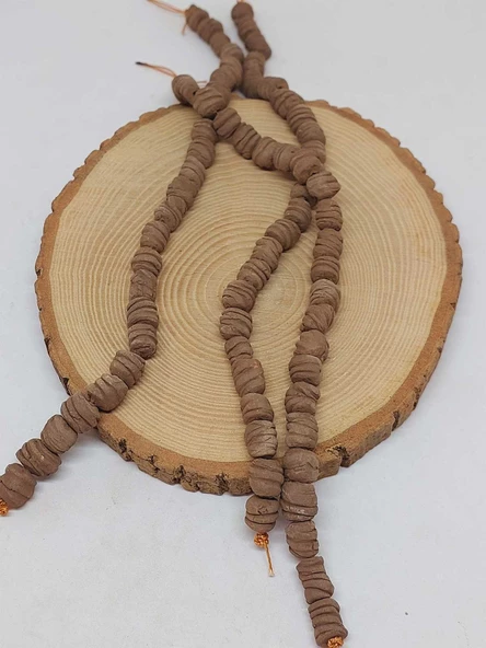 Kahverengi Tırtıklı Mat Seramik Boncuk Dizi 10-12mm/24cm (54226) - Resim 3