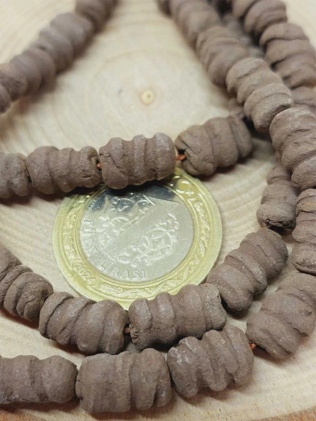 Kahverengi Tırtıklı Mat Seramik Boncuk Dizi 10-12mm/34cm (54218) - Resim 2