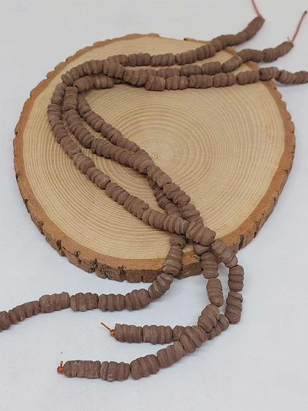 Kahverengi Tırtıklı Mat Seramik Boncuk Dizi 10-12mm/34cm (54218) - Resim 3