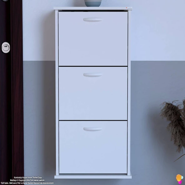 Modilayn VARBİ Asma Kapı Önü 52 x115x26 cm’ lik 3 Düşer Kapak 6 Göz Bölmeli Ayakkabılık - 4