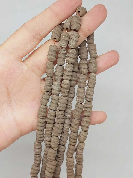 Kahverengi Tırtıklı Mat Seramik Boncuk Dizi 10-12mm/34cm (54218) ürün görseli