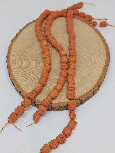 Taba Tırtıklı Mat Seramik Boncuk Dizi 10-12mm/25cm (54216) - Resim 3