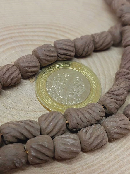 Kahverengi Tırtıklı Mat Seramik Boncuk Dizi 8-9mm/27cm (54222) ürün görseli 1