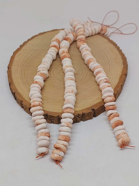 Kahverengi Pigmentli Yassı Mat Seramik Boncuk Dizi 10-12mm/23cm (54210) - Resim 3