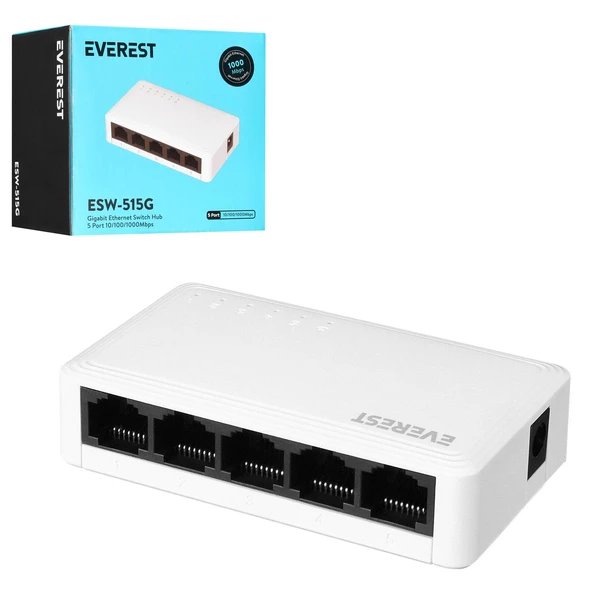 ETHERNET SWITCH HUB 5 PORT 10/100/1000MBPS GIGABIT EVEREST ESW-515G