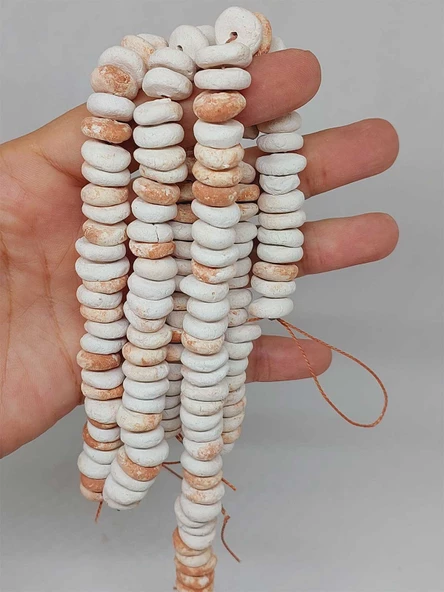 Kahverengi Pigmentli Yassı Mat Seramik Boncuk Dizi 10-12mm/23cm (54210) ürün görseli