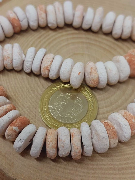 Kahverengi Pigmentli Yassı Mat Seramik Boncuk Dizi 10-12mm/23cm (54210) - Resim 2