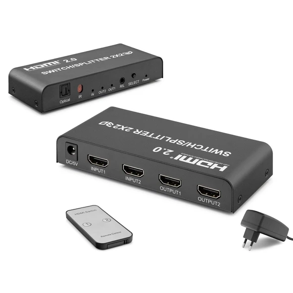 HADRON HD-271 Hdmi Splitter 2 Giriş 2 Çıkış Switch