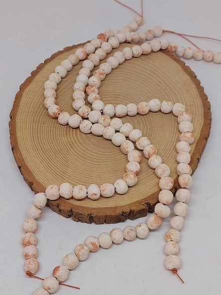 Kahverengi Pigmentli Mat Seramik Boncuk Dizi 8-9mm/30cm (54192) - Resim 3