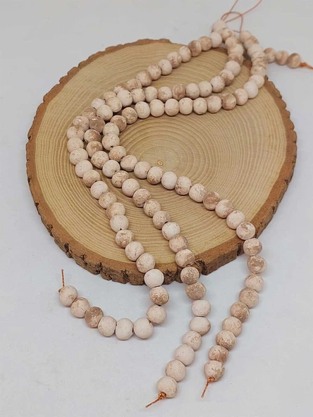 Kahverengi Mat Seramik Boncuk Dizi 8-9mm/30cm (54186) - Resim 3