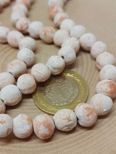 Kahverengi Pigmentli Mat Seramik Boncuk Dizi 8-9mm/30cm (54192) - Resim 2