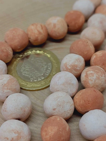 Kahverengi Pigmentli Mat Seramik Boncuk Dizi 10-12mm/24cm (54188) - Resim 2