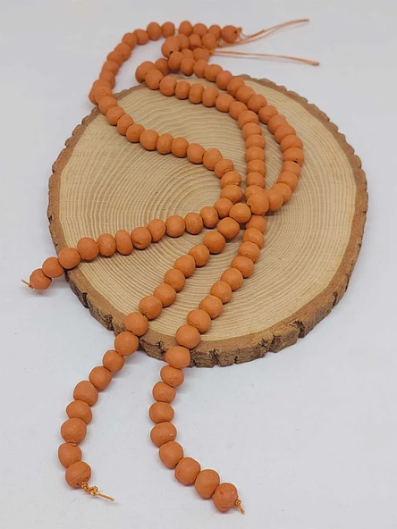 Kahverengi Mat Seramik Boncuk Dizi 8-9mm/30cm (54182) - Resim 3