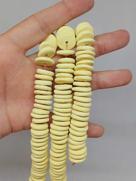 Sarı Pigmentli Yassı Mat Seramik Boncuk Dizi 10-12mm/23cm (54198) ürün görseli