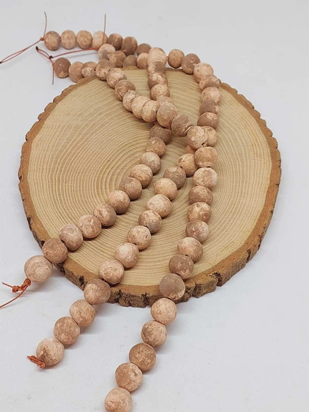 Kahverengi Pigmentli Mat Seramik Boncuk Dizi 10-12mm/24cm (54180) - Resim 3